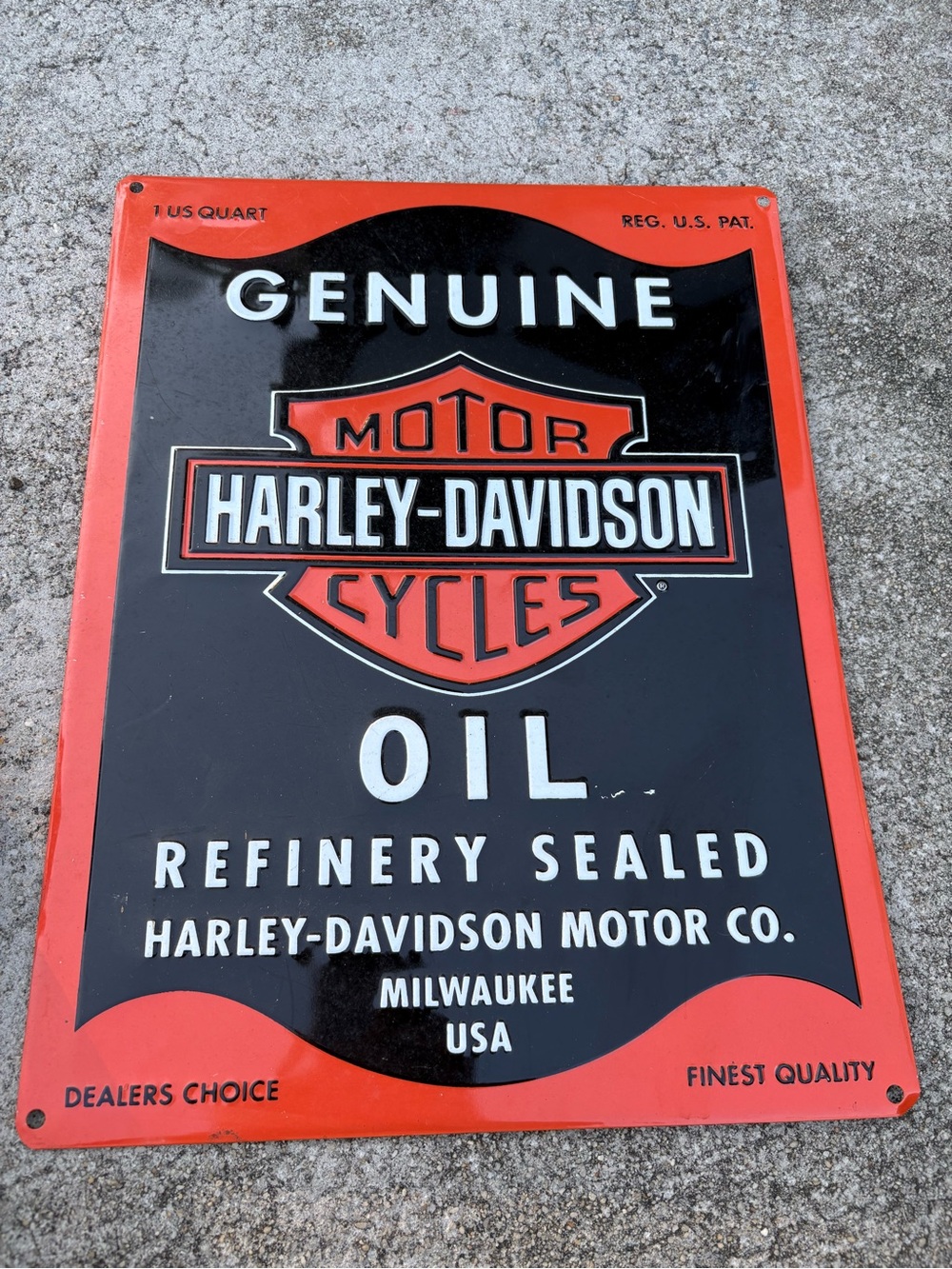 Harley-Davidson Genuine Motor Oil Can Rectangle Tin Sign 17 x 13 Inches 2010631